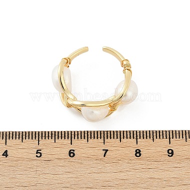 Anillos abiertos de perlas de latón para mujer(KK-D301-04G)-3