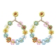 boucles d'oreilles pendantes en perles de rocaille en verre à fleurs tissées(EJEW-JE05816)-1