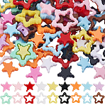 72Pcs 18 Colors Acrylic Beads, Star, Mixed Color, 18~28.5x15.5~30x6~6.5mm, hole: 2mm, 4pcs/color(OACR-SC0002-61)