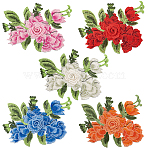 10Pcs 5 Colors Polyester Handwork Embroidery Costume Accessories, Sewing Craft Decoration, Flower, Mixed Color, 218~220x157~160x3mm(DIY-GA0007-60)