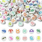 120Pcs 12 Styles Handmade Polymer Clay Beads, Flat Round with Constellation, Constellation, 9.5x4mm, Hole: 1.8mm, 10pcs/style(CLAY-CJ0001-83)