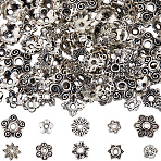 300Pcs 10 Style Tibetan Style Alloy Flower Bead Caps, Antique Silver, 6~10x1.5~3mm, hole: 1~2mm, 30pcs/style(FIND-SC0008-75)