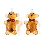 Handmade Lampwork Pendants, Bear Charms, Goldenrod, 29~33x15~17x10~12mm, Hole: 2~4x2~3.5mm(LAMP-N028-27)
