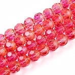Baking Paint Transparent Glass Beads, Round, Faceted(32 Faceted), Cerise, 10mm, Hole: 1.6mm(X1-DGLA-A035-T10mm-A02)