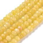 Dyed Natural Malaysia Jade Rondelle Beads Strands, Faceted, Gold, 4x2~3mm, Hole: 1mm, about 110~115pcs/strand, 14 inch(X-G-E316-2x4mm-47)