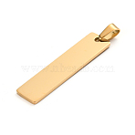 Ion Plating(IP) 304 Stainless Steel Pendants, Laser Cut, Double Side Mirror Polished Finish Stamping Blank Tag, Rectangle, Real 18K Gold Plated, 41x10x1.4mm, Hole: 6mm(STAS-D142-01B-G)