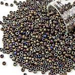 TOHO Round Seed Beads, Japanese Seed Beads, (614) Matte Color Iris Brown, 8/0, 3mm, Hole: 1mm, about 222pcs/bottle, 10g/bottle(SEED-JPTR08-0614)