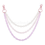 Macaron Color 3-Color Acrylic Cable Chain 3 Layer Chain Belts for Pants, with Alloy Clasps, Mixed Color, 530mm(HJEW-TAC0118)