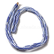 Handmade Lampwork Beads, Column with Stripe Pattern, Royal Blue, 3.5~8x3.5~5mm, Hole: 1.2mm, about 91~101pcs/strand, 25.59~26.38''(65~67cm)(LAMP-B023-04B-08)