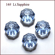 K9 Glass, Imitation Austrian Crystal Beads, Grade AAA, Faceted, Octagon, Cornflower Blue, 6x4mm, Hole: 0.7~0.9mm(SWAR-F083-4x6mm-14)