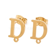 Ion Plating(IP) 304 Stainless Steel Stud Earrings, for Women, Letter D, 11.5x8mm, Hole: 1mm, Pin: 0.7mm(FIND-Q103-01D-G)