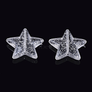 Transparent Acrylic Beads, Glitter Beads, Star, Clear, 21x22x5mm, Hole: 1.2mm, about 469pcs/500g(TACR-Q264-24)