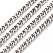 Men's Jewelry Making 201 Stainless Steel Curb Chains, Unwelded, Faceted, Stainless Steel Color, 8x6x2mm(CHS-A003B-1.8mm)