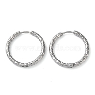 304 Stainless Steel Huggie Hoop Earrings, Stainless Steel Color, 24x24.5x2.5mm(EJEW-H111-02G-P)