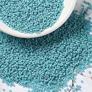 MIYUKI Round Rocailles Beads, Japanese Seed Beads, 15/0, (RR2029) Matte Opaque Turquoise Blue Luster, 15/0, 1.5mm, Hole: 0.7mm, about 27777pcs/50g(SEED-X0056-RR2029)