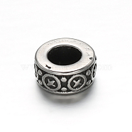 304 Stainless Steel Spacer Beads, Column, Antique Silver, 10x4.5mm, Hole: 5mm(STAS-O080-63)