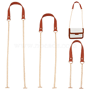 WADORN 3Pcs 3 Styles PU Leather Bag Straps, with Zinc Alloy Chain & T-Bar Clasps, Saddle Brown, 620~1212x27x9mm, 1pc/style(FIND-WR0009-99A)