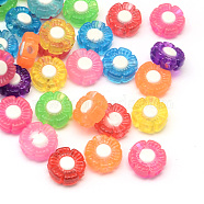 Transparent Flower Acrylic Beads, Bead in Bead, Mixed Color, 9~10x10x4mm, Hole: 2mm, about 1960pcs/500g(TACR-Q007-04)