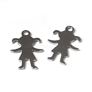 304 Stainless Steel Pendants, Girl Silhouette Pendants, Stainless Steel Color, 16x11x1mm, Hole: 1.5mm(X-STAS-L182-22P)