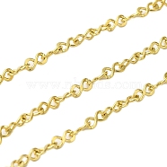 Ion Plating(IP) 304 Stainless Steel Link Chain, Infinty, Soldered, with Spool, Real 18K Gold Plated, 5.5x2x0.5mm, 10m/roll(CHS-H029-06G)