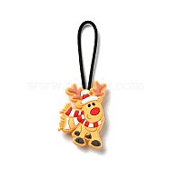 Christmas PVC Plastic Pendant Decorations, with Nylon Cord and Plastic Findings, Deer, Orange, 65mm(KY-G018-B03)