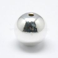925 Sterling Silver Beads, Seamless Round, Silver, 5mm, Hole: 1.5~1.6mm, about 5pcs/1g(STER-A010-5mm-239A)