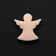304 Stainless Steel Beads, Laser Cut, Angel, Rose Gold, 10x9x3mm, Hole: 1.8mm(STAS-N090-LA065)
