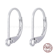 925 Sterling Silver Leverback Earring Findings, wit Loop, Silver, 17x10x2mm, Hole: 1.8mm, Pin: 0.5x0.6mm(STER-I017-088S)