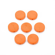 Natural Wooden Beads, Dyed, Flat Round, Dark Orange, 20x5mm, Hole: 1.4mm(WOOD-S045-036B-03)