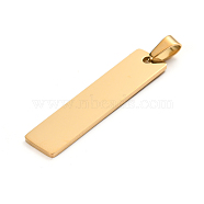 Ion Plating(IP) 304 Stainless Steel Pendants, Laser Cut, Stamping Blank Tag, Rectangle, Real 18K Gold Plated, 41x10x1.4mm, Hole: 6mm(STAS-D142-01B-G)