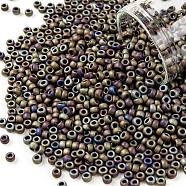 TOHO Round Seed Beads, Japanese Seed Beads, (614) Matte Color Iris Brown, 8/0, 3mm, Hole: 1mm, about 222pcs/bottle, 10g/bottle(SEED-JPTR08-0614)