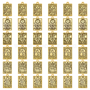 36Pcs 6 Style Tibetan Style Alloy Pendants, Rectangle with Tarot Charm, Antique Golden, 23x14x1.5mm, Hole: 2mm, 6pcs/style(FIND-DC0003-82)