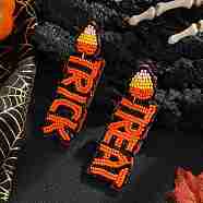 Halloween Style Trick-Treat Beaded Earrings for Women, Perfect Gift, Dark Orange, 80x27mm(AP6409)