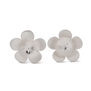 Flower 304 Stainless Steel Stud Earrings for Women, Stainless Steel Color, 17x18mm(EJEW-L272-031P-01)
