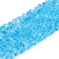 Transparent Glass Beads Strands, Triangle, Faceted, Deep Sky Blue, 3~3.5x4~4.5x4~4.5mm, Hole: 0.8mm, about 121~131pcs/strand, 14.37~15.35 inch(36.5~39cm)(GLAA-N018-4mm-03)