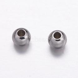 Tarnish Resistant 304 Stainless Steel Spacer Beads, Rondelle, Stainless Steel Color, Hole: 1.8mm, 4x3mm(STAS-K146-058-C)