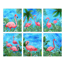 Chemical Fiber Oil Canvas Hanging Painting, Home Wall Decoration, Rectangle, Flamingo Pattern, 200x250mm, 6 style, 1pc/style, 6pcs/set.(AJEW-WH0173-108)