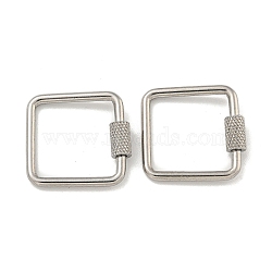 Non-Tarnish 304 Stainless Steel Screw Carabiner Lock Charms, for Necklaces Making, Square, 20x20x2mm(STAS-C092-04A-P)