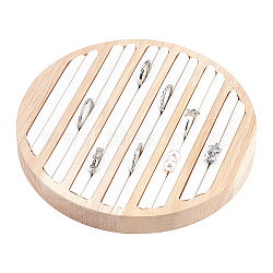6placa expositora de anillos de madera con ranura, soporte organizador de anillos cubierto de cuero pu, plano y redondo, blanco, 14.95x1.7 cm(EDIS-WH0012-09B)