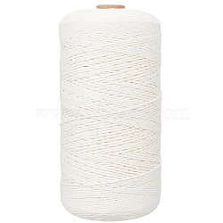 Macrame Cotton Cord, Twisted Cotton Rope, for Wall Hanging, Plant Hangers, Crafts and Wedding Decorations, Creamy White, 2mm, about 218.72 yards(200m)/roll(OCOR-CY0004-17)