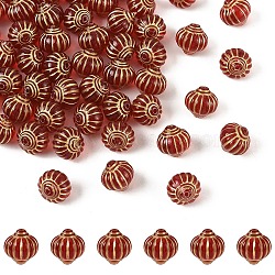 60Pcs Plating Acrylic Beads, Metal Enlaced, Lantern, Red, 14x13.5mm, Hole: 1.6mm(OACR-YW0003-92)