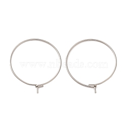 304 Stainless Steel Hoop Earrings Findings, Wine Glass Charms Findings, Stainless Steel Color, 25x0.6mm, 22 Gauge(STAS-I120-60B-P)