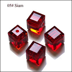 K9 Glass, Imitation Austrian Crystal Beads, Grade AAA, Faceted, Cube, Dark Red, 4x4x4mm(size within the error range of 0.5~1mm), Hole: 0.7~0.9mm(SWAR-F074-4x4mm-05)