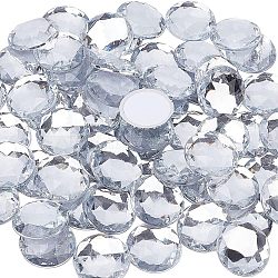 Fingerinspire 1 Box 60Pcs Self-Adhesive Acrylic Rhinestone Stickers, for DIY Decoration and Crafts, Faceted, Half Round, Clear, 25x6mm, 60pcs/box(DIY-FG0001-84B)