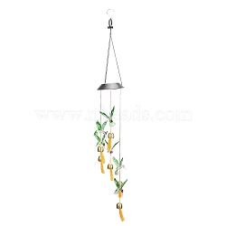 LED Solar Powered Hummingbird Wind Chime, Waterproof, with Bell, Resin and Iron Findings, for Outdoor, Garden, Yard, Festival Decoration, Green, 92cm(HJEW-I009-01)