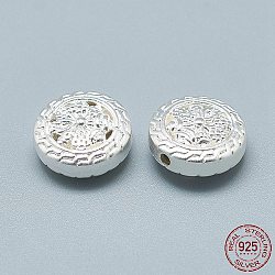 925 Sterling Silver Beads, Flat Round, Silver, 13x6mm, Hole: 1.5mm(STER-T002-147S)