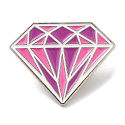 Pink Series Enamel Pins, Platinum Tone Alloy Brooches for Clothes Backpack Women, Diamond, 24x30x1.5mm(JEWB-M029-03F-P)