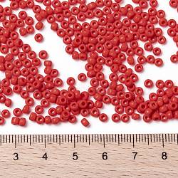 MIYUKI Round Rocailles Beads, Japanese Seed Beads, 8/0, (RR407) Opaque Vermillion Red, 8/0, 3mm, Hole: 1mm, about 422~455pcs/10g(X-SEED-G008-RR0407)