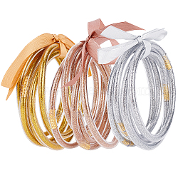 BENECREAT 15Pcs 3 Colors Jelly Color PVC Plastic Bangles Set, Bling Glitter Powder Bangles for Women, Mixed Color, 2-1/2 inch(6.3cm), 5Pcs/color(BJEW-BC0002-07)