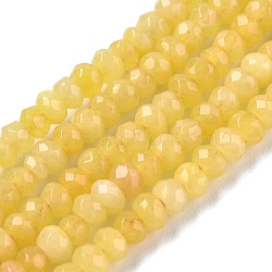 Dyed Natural Malaysia Jade Rondelle Beads Strands, Faceted, Gold, 4x2~3mm, Hole: 1mm, about 110~115pcs/strand, 14 inch(X-G-E316-2x4mm-47)